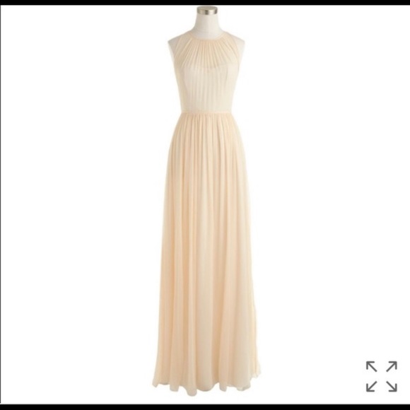 J. Crew Dresses & Skirts - J Crew Megan Long Dress Silk Chiffon Champagne
